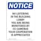 Signmission OSHA Notice Sign, 10" Height, Rigid Plastic, No Loitering In Building Lobby Sign, Portrait OS-NS-P-710-V-14686 - alternate 1
